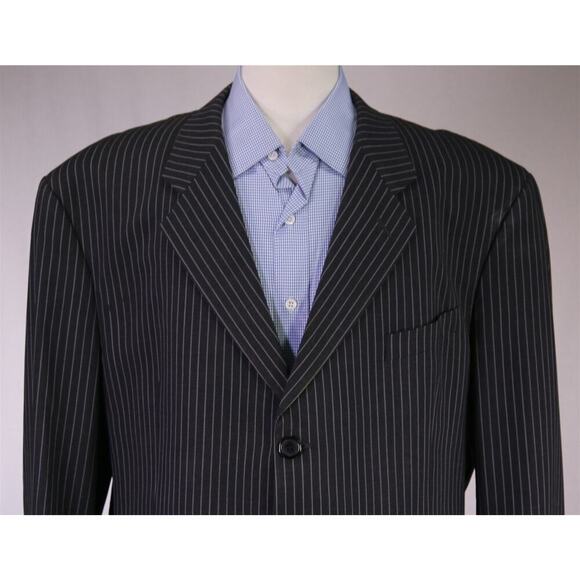 Armani Collezioni Charcoal Chalkstripe 3-Btn Wool Suit Blazer Jacket 48R - Picture 3 of 10